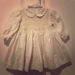 Petit Ami Cream Smocked Dress